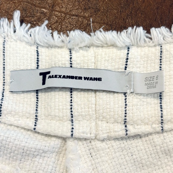 Alexander Wang T Burlap Cropped High Rise Wide Leg Pants Striped White Black 6 - Picture 5 of 6